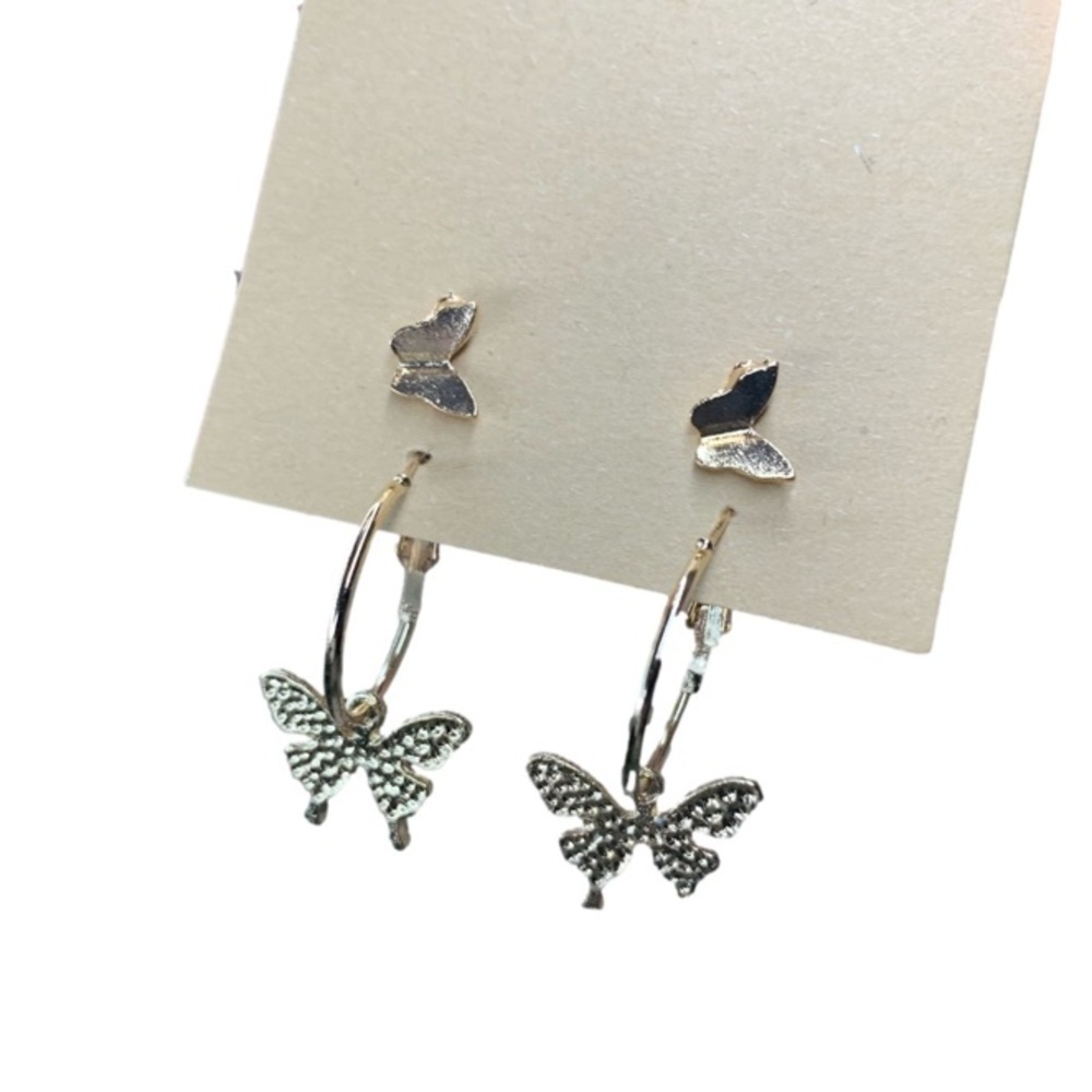 Gold butterfly earrings